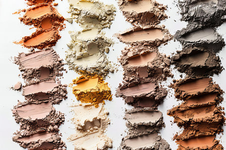 crushed eyeshadows as sample of cosmetic product on white backgroundの写真素材