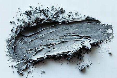 close up of  a black paint brush stroke on white paper backgroundの写真素材