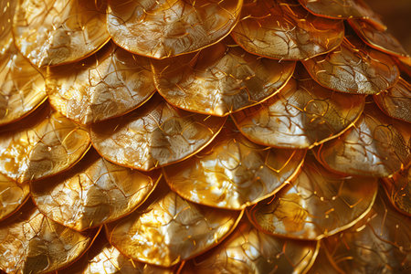 golden pattern in the form of a Christmas tree close-upの写真素材