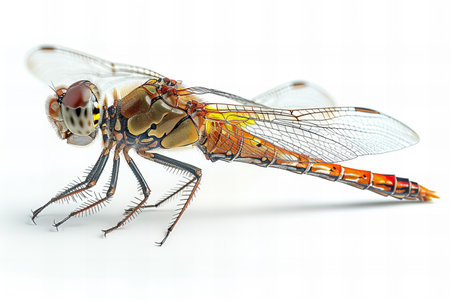 Dragonfly isolated on white background. Close-up of a dragonfly.の写真素材
