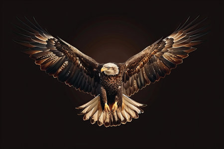 Adult Bald Eagle (Haliaeetus albicilla) in flight.の写真素材