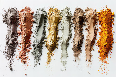 crushed eyeshadow as sample of cosmetic product on white background