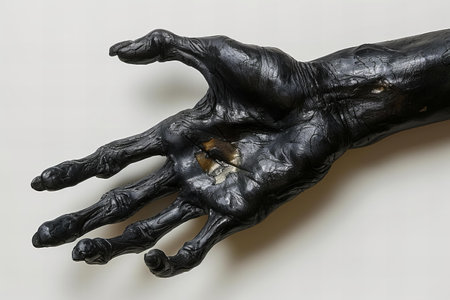 Hand of a witch on a white background, close-up.の写真素材