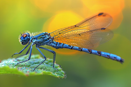 Close up of a blue dragonfly (Calopteryx splendens)の写真素材