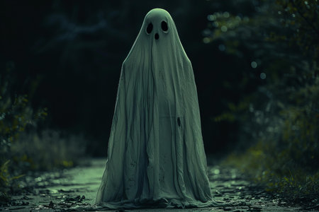 ghost in the forest, halloween concept, 3d renderingの写真素材