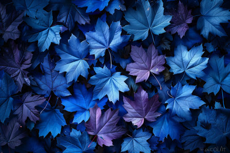 Colorful autumn leaves background. Colorful leaves background. Top view.の写真素材