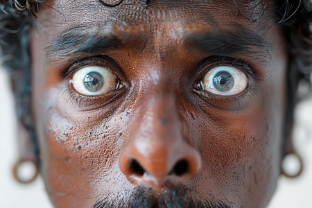 Close-up of the face of an indian sadhu.の写真素材