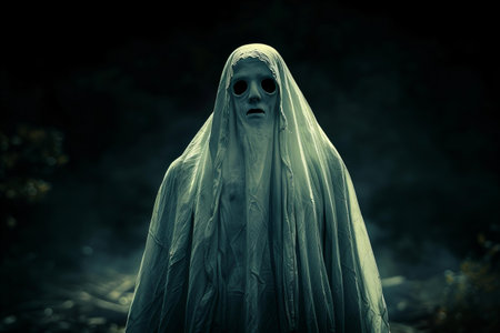 Scary ghost in the dark forest. Halloween. Horror film.の写真素材