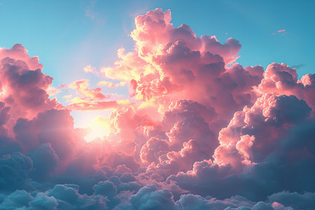 beautiful sunset in the sky with clouds. 3d illustration.