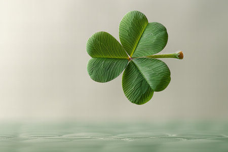 four-leaf clover on a green background, symbol of good luckの写真素材