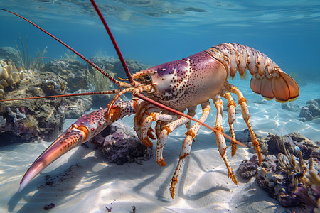 Lobster on the seabed in the Red Sea. Egypt