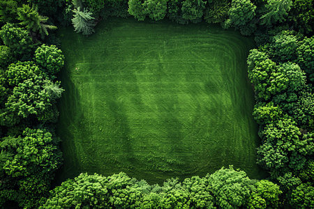 Top view of green trees frame with copy space. Nature background.