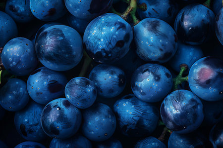Bunch of ripe blue grapes on a dark background. Toned.の写真素材