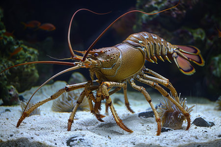 Lobster in the aquarium, close-up of a lobster