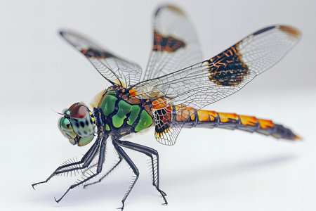 Dragonfly on a white background. Close-up. Macro.の写真素材