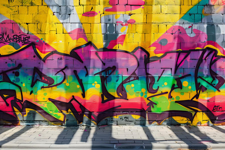 Graffiti on a brick wall. Street art concept. Abstract background.