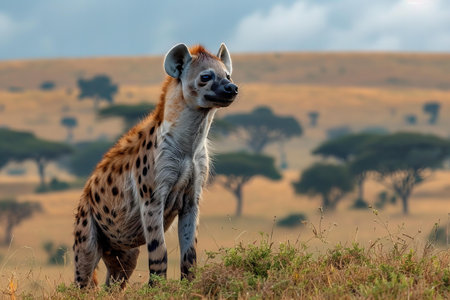Spotted hyena in Serengeti National Park, Tanzaniaの写真素材
