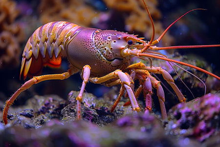 Lobster on the coral reef in the sea, Thailand.の写真素材