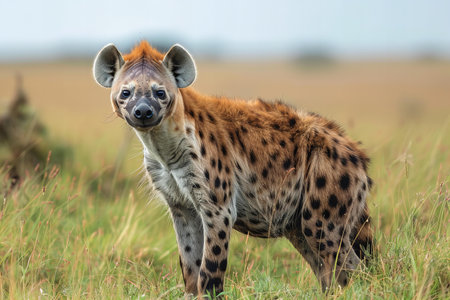 Spotted hyena (Crocuta crocuta) in Serengeti National Park, Tanzaniaの写真素材