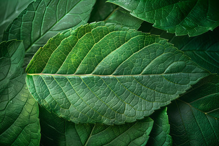 Green leaves background. Close up of green leaf texture. Nature background.の写真素材