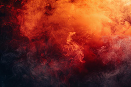 Red and black cloud of smoke of vape on a black isolated background. Background from the smoke of vapeの写真素材