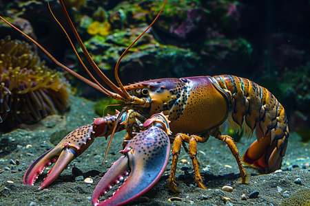 Lobster in the aquarium. Close-up view of a lobster.の写真素材
