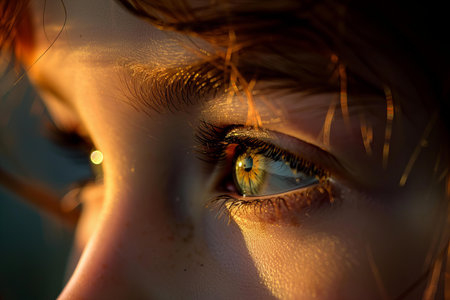 Beautiful young woman with long eyelashes. Close-up.の写真素材