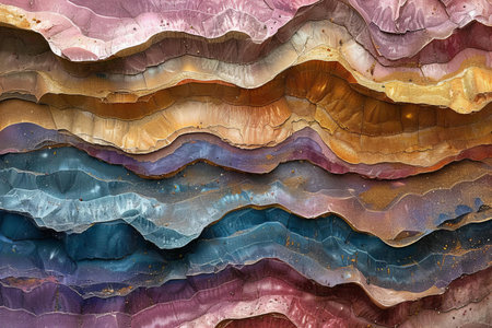 abstract background with colored layers of agate mineral rock stone textureの写真素材