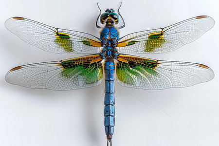 Dragonfly on a white background. Close-up of a dragonfly.の写真素材