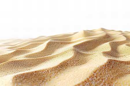 Close-up of sand dune texture on white background with copy spaceの写真素材