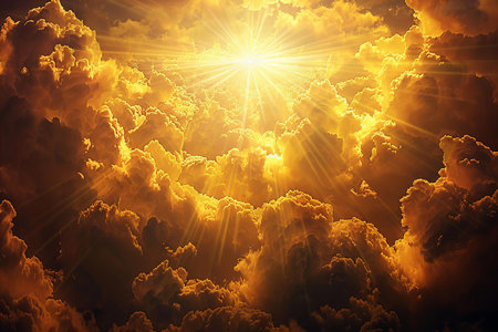Sunset over the clouds. 3D illustration. Natural background.
