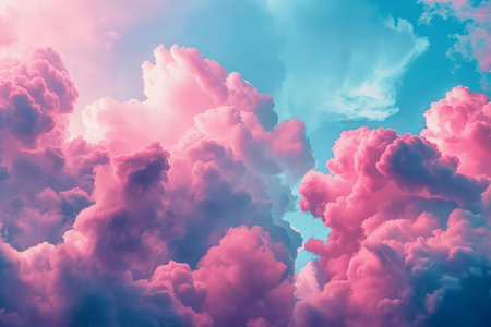 Colorful clouds on a blue sky background. Abstract nature background.の写真素材