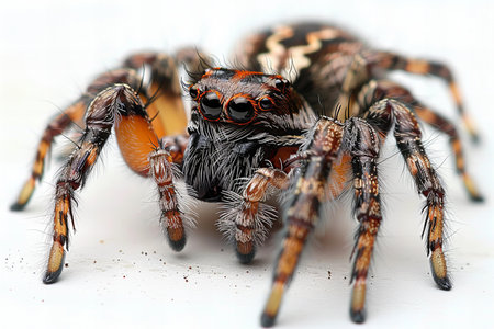 jumping spider isolated on white background. macro close up of animal