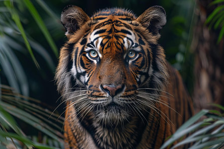 Portrait of Sumatran Tiger in the jungle, Thailand.