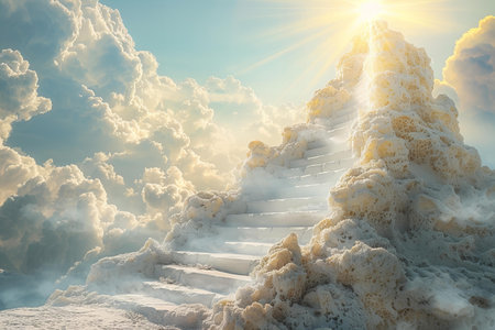 Staircase to heaven. 3d render. Conceptual imageの写真素材