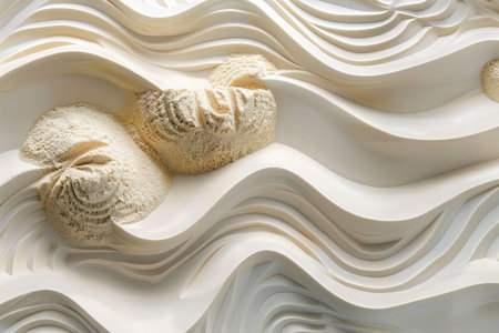 Soft slippers on a white background with a pattern of waves.
