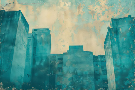 abstract grunge urban background with old paper texture, blue toneの写真素材