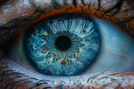 Close-up of a human eye with iris. 3D renderingの写真素材