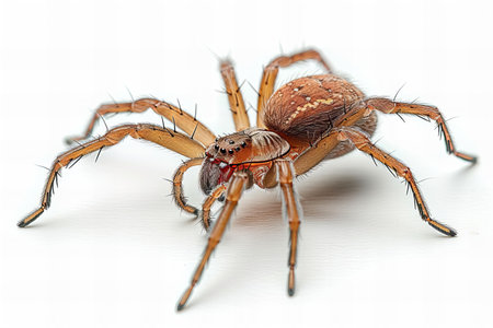 Spider on white background, close-up, 3d illustration.