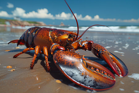 Lobster on the seashore. Close-up.