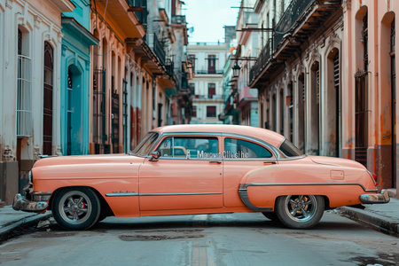 Vintage american car on the streets of Havana, Cuba.の素材