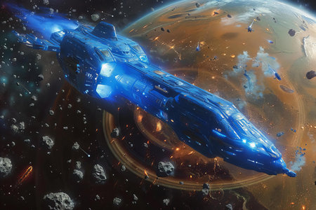 Astronaut in space. Science fiction art. 3D rendering