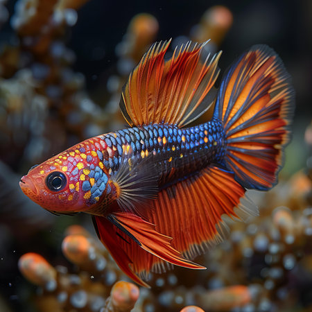 Siamese fighting fish (Betta splendens) in aquarium