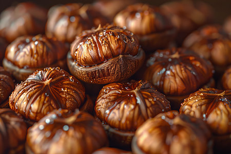 Hazelnuts in shell on a wooden background. Close-up.