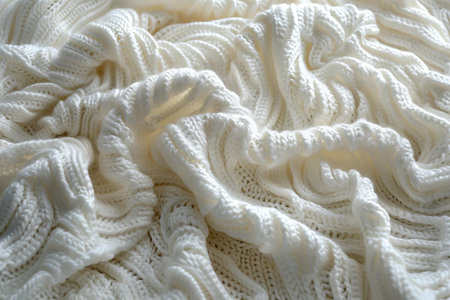 White knitted fabric as background, closeup. Knitted patternの写真素材