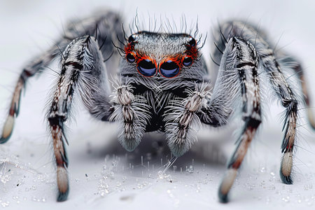 jumping spider close up on white background 3d-illustration