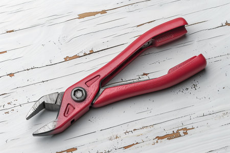 Pliers on old wooden background, tool for repair and construction.
