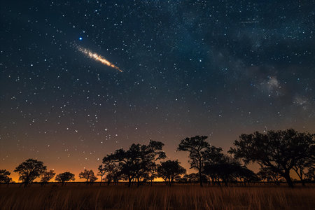 Milky Way over the Okavango Delta, Botswana, Africaの写真素材