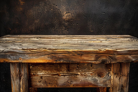 Empty wooden table for product display montage on grunge wall background