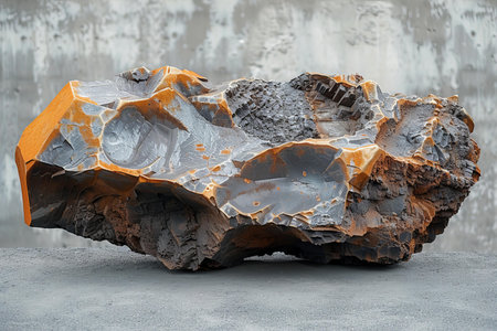 Close-up image of a piece of coal on a concrete background